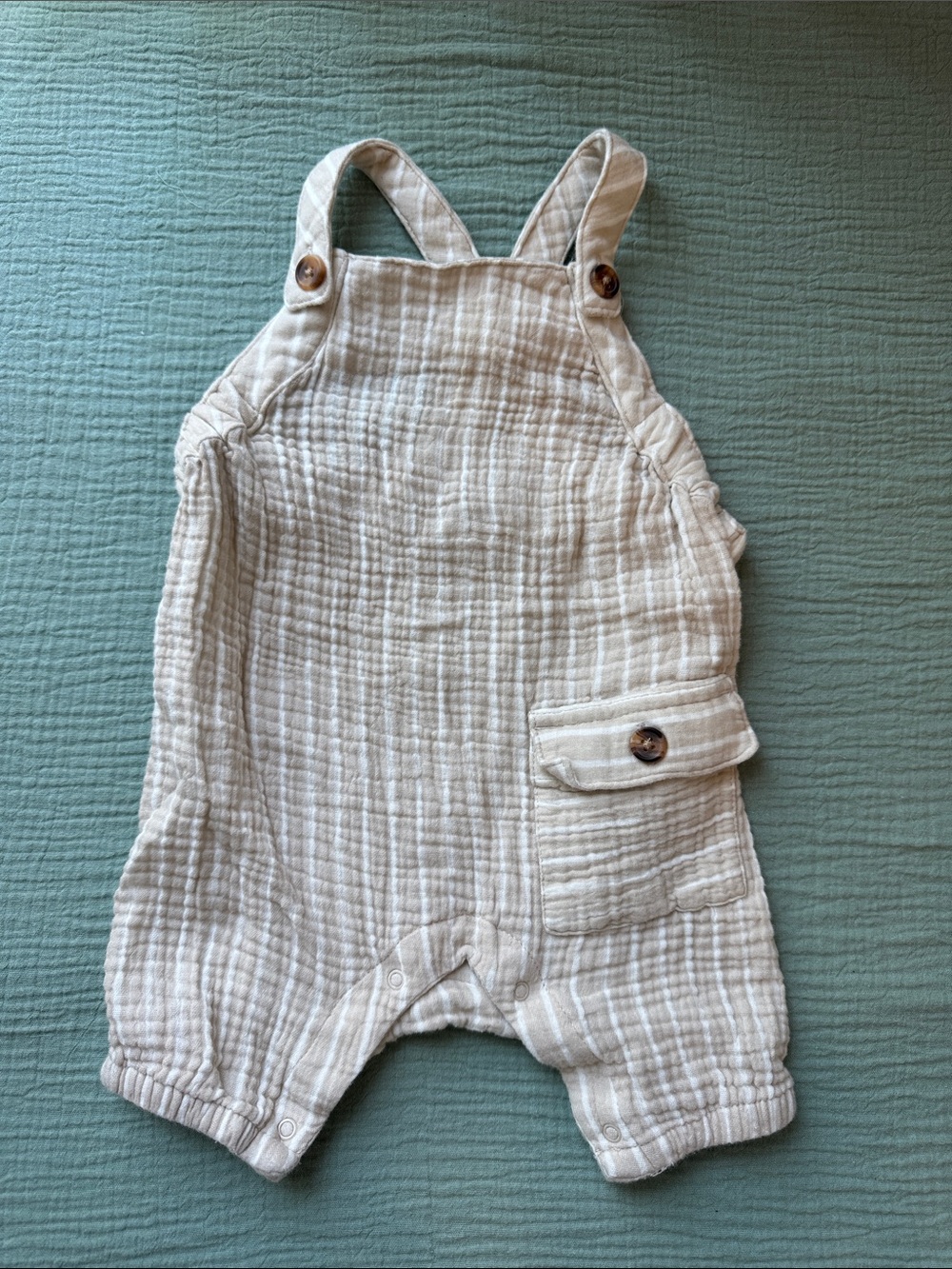 Neutral Cream Gauze Baby Overalls